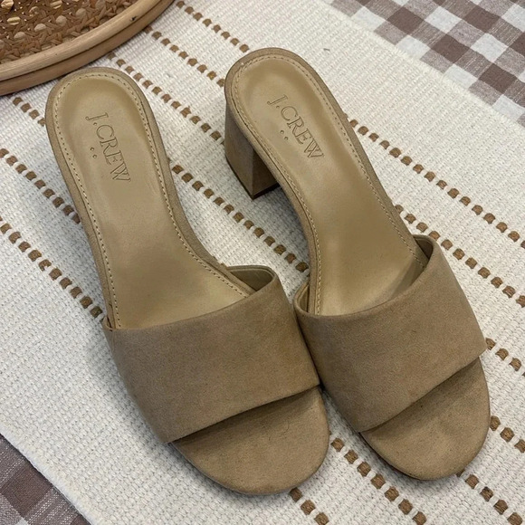 Pre-owned J Crew Sueded Block Heel Mule Slide Sandals Women’s Size 6 - Picture 2 of 5